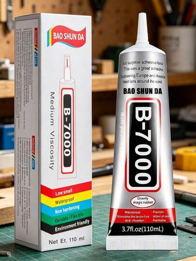 3.7 Fl Oz B-7000 Crystal Diamond Glue 110ml/50ml/25ml/15ml, Transparent Industrial-Grade Super Glue Suitable For Fabric, Phone, Jewelry, Crystal, Wood, Glass, Metal, Waterproof, Flexible, Fine Tip Applicable For Metal, Glass, Fabric, Crystal Diamond, Phone, Shoes Repair, DIY Crafts And Jewelry Making