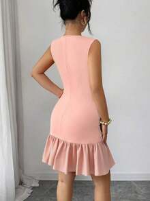 Nuevo vestido mini elegante y ajustado sin mangas de punto para el Día de San Valentín para mujeres - Rojo - Ver 10