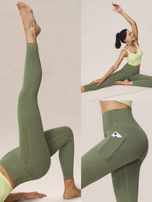 2026 GLOWMODE Featherfit™ High-Waisted Leggings With 24" Side Pocket - Hijau Zaitun - View 7