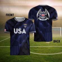 2026 World Cup USA Football Short-Sleeve 3D T Shirt Lightweight And Breathable Sports Jersey - 彩色 - 查看 3