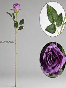 1/5/10/20/40 cành hoa hồng tím nhân tạo 20 inch cao cấp, hoa giả trang trí nhà cửa, phòng ngủ, bàn tiệc, đám cưới, bó hoa cô dâu, hoa cài cổ tay, cắm hoa, dùng cho nhà ở, nhà hàng, bình hoa - Màu tím đậm - Xem 4