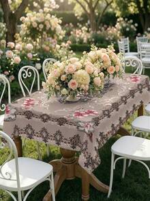 1/2pcs Tablecloth, Vintage Floral Pattern Polyester Tablecloth Suitable For Kitchen, Dining Room, Coffee Table, Dining Table, Picnic, Camping, Countryside Decor. Square And Round Shapes Available, Protect Tabletop, Decorate For Holidays, Multi-Scenario Use - Multicolor - View 17