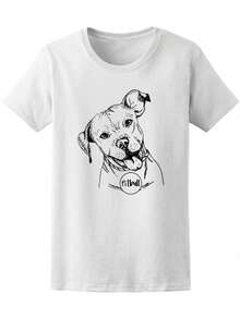 Camiseta gráfica para amantes de los perros, Pitbull adorable, para mujer -Imagen de Shutterstock, talla grande para mujer - Blanco - Ver 4