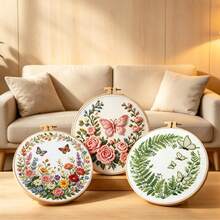 Butterfly Floral Embroidery DIY Kit, Beginner Friendly With Embroidery Hoop, Desktop Decor Gift - Multicolor - View 5