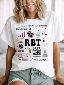 Camiseta de Algodón Vintage Rbt Terapia del Comportamiento Incluye Conexión, Juego Manual, Aprendizaje y Crecimiento para Uso Diario - Blanco - Ver 8