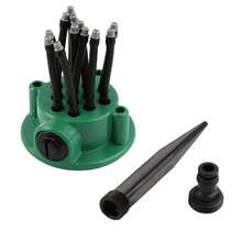 1 vòi phun tưới vườn tự động nhiều đầu xoay 360 độ màu xanh lá cây, thích hợp để tưới cây. - B - Xem 6