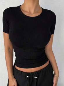 Camiseta de mujer de cuello alto con ajuste ceñido, camiseta sin mangas tipo tanque con estilo Y2K - Negro 9 - Ver 1