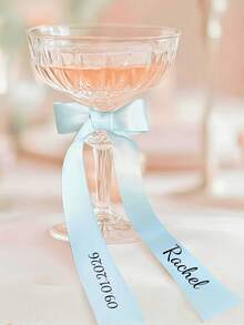 1/5PCS Customized Ribbon Wine Glass Ribbon, Party Champagne Glass Ribbon, Personalized Ribbon Name Tag, Drink Name Tag Card, Ribbon Tableware Placement, Personalized Name Ribbon, Glassware Accessories, Wedding Name Card, Bridal Shower Gift, Bachelorette Party Name Tag, Drink Label, Bow - Multicolor - View 5