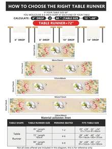 1 Pc Wisteria Hummingbird Tulip Lily Printed Linen Table Runner Farmhouse Style Rectangular Heat Resistant Table Decor For Spring Easter Kitchen Dining Party - Beige - View 2
