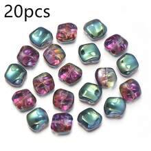 20pcs/Pack Asymmetrical Square Electroplated Glass Beads, Colorful Semi-Transparent Iridescent Glass Crystal Square Beads 12X11mm For DIY Earrings, Bracelets, Phone Charms, Jewelry Accessories - Glass Square Beads - View 19