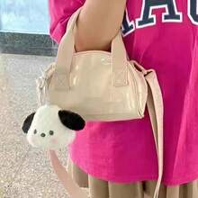 1pc Cute Plush Pochacco Doll Pendant, Soft And Adorable Sanrio Cartoon Puppy Plush Doll, Girly Pink Blush Plush Doll, Phone Chain Backpack Pendant, Healing Ugly-Cute Small Pendant, Student Stationery Decoration, Birthday Gift, Cute Animal Doll - Black and White - View 8