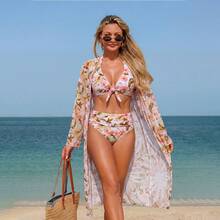Nuevo conjunto de traje de baño de tres piezas, sexy y a la moda, bikini estampado multicolor popular. - Patrón 7 - Ver 12