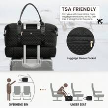 TD Travel Duffel Bag, Women's Weekend Travel Bag (With Shoe Compartment), Carry-On Overnight Bag, Gym Duffel Bag (With Waterproof Bag), Maternity Bag. Important!!! (Toiletries Bag Not Included) Black - Black - View 4
