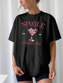 Diversión en el Club Roostertail para Solteros: Camiseta Estampada: Crea sin Esfuerzo un Look Dulce y Casual. ¡Perfecto para el tiempo libre de verano, los viajes diarios, salidas informales y vacaciones! - alta calidad - Negro - Ver 7