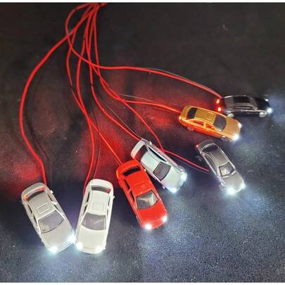12V Miniature Vehicle with Lamp, HO/N Scale Railway Scene Model, 1: 75 1: 87 1: 100 1: 150 1: 200 Toy Gift, 5 pcs