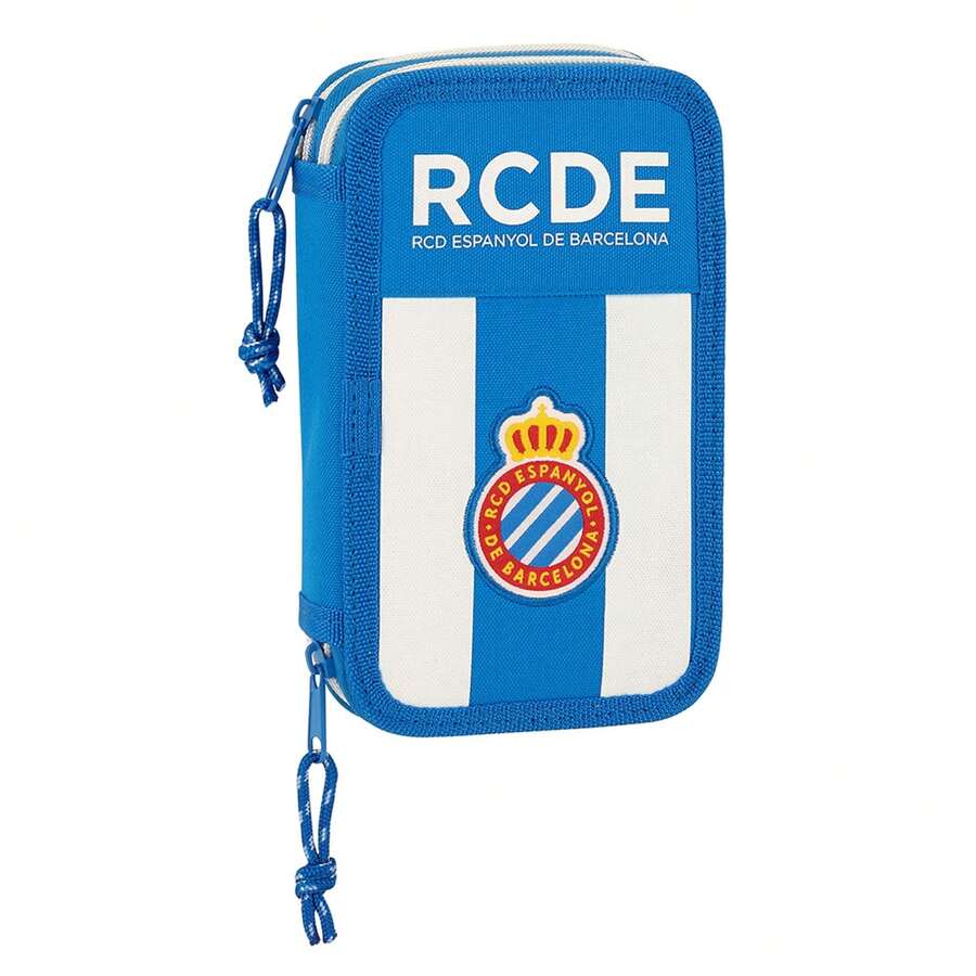 علبة أقلام مزدوجة RCD Espanyol بسحابين، منظم مدرسي مع جيب أمامي بسحاب، مدمج ومتين للعودة إلى المدرسة، للأطفال والمراهقين - معادلة مزدوجة - مشاهدة 1