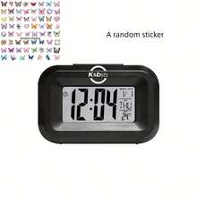 1pc Multi-Functional Desk Clock, Large LCD Display, Temperature/Date/Day Display, Snooze Function, Butterfly Sticker Decor, Battery Powered, Compact Design - Battery Not Included (1pc Random Transparent Butterfly Sticker) - Multicolor - View 3