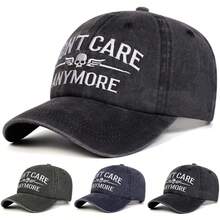 1顶男士“Don't Care Anymore”刺绣水洗棒球帽，户外运动防晒休闲帽，适合春秋季旅行、海滩、派对等场合。 - 多色 - 查看 8