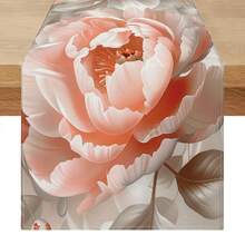 1pc Delicate Peony Floral Pattern Table Runner, Soft Pink & Beige Color, Elegant Style, Suitable For Home Gatherings, Indoor/Outdoor Decor, Entryway, Coffee Table, Living Room Ambiance, Kitchen Dining, Natural Holiday Gift - Baby Pink - View 13