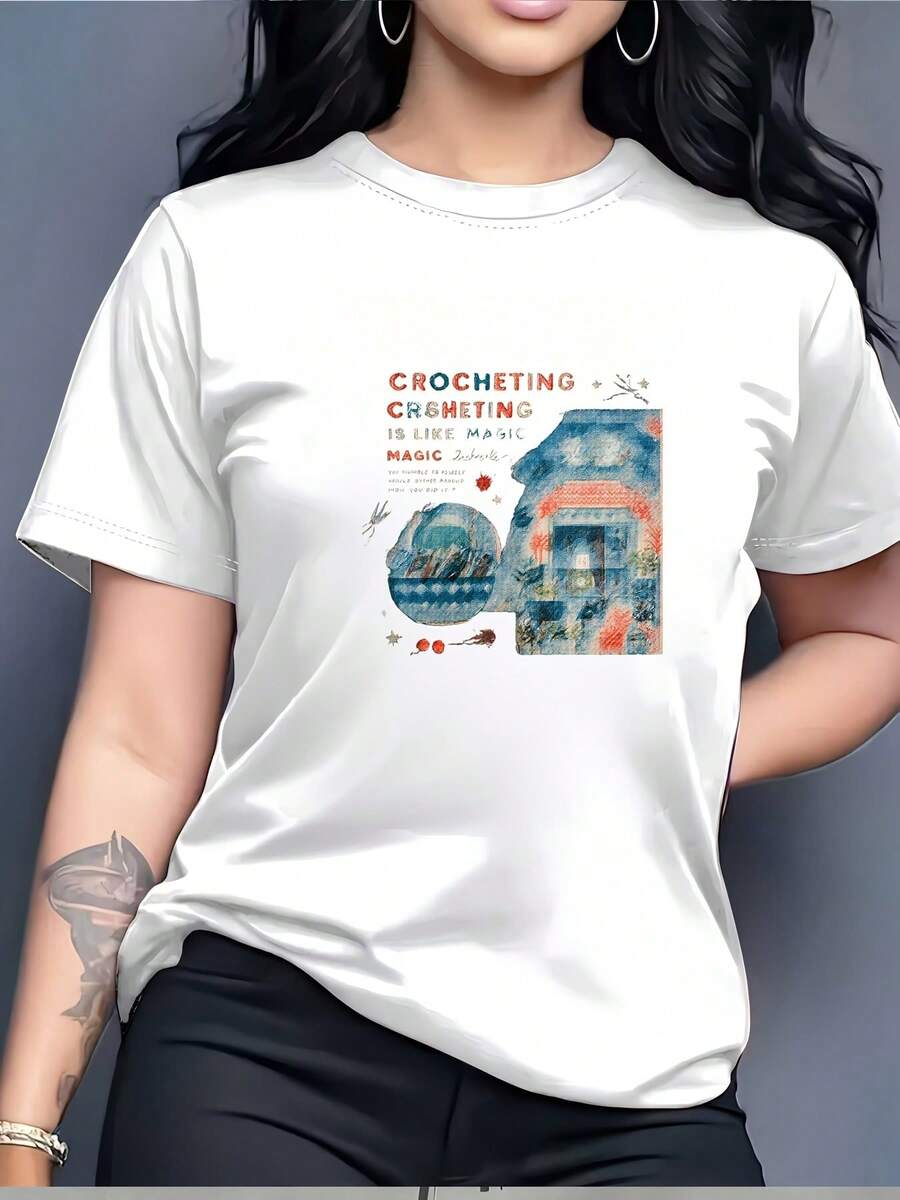 Camiseta Suave de Crochet Mágico de 180g – El Regalo Perfecto para Entusiastas del Hilo, Ropa Cómoda y Acogedora para Reuniones Familiares y Fiestas de Trabajo - Blanco - Ver 1