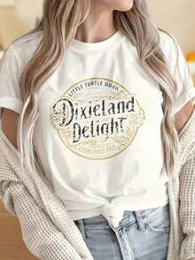 Camisetas para Mujer y Hombre con Cuello Redondo y Mangas Cortas, Dixieland Delight Little Turtle Down, Línea Mason Dixon Establecida en 1923, Camiseta de Inspiración Vintage para Mujer, Top Casual de Moda, Estampados Divertidos Ideales para Fiestas de Navidad, Actividades Deportivas, Fiestas de Vacaciones, Salidas, Deportes y Otros Regalos Festivos. - Blanco - Ver 4