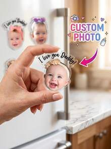 1pc Custom Baby Face Fridge Magnets, Personalized Text Acrylic Magnets, Kitchen Decor, Mother's Day/Father's Day Gifts, New Parent Keepsakes, Baby Shower Gift - Multicolor - View 1