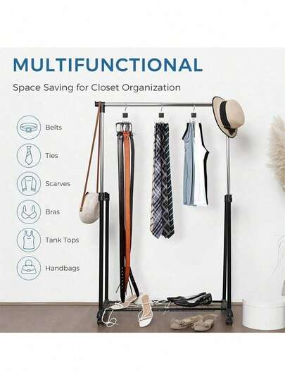 1 X 360° Rotating Belt Rack, For Wardrobe, Space Saving, Multi-Functional Storage, Can Store Belts, Bras, Ties, Scarves, Vests And Wallets - The Ultimate Accessory Storage Solution, For Wardrobe, Bathroom, Kitchen Storage, Also Suitable For Gender Reveal Parties, Perfect For Birthdays, Weddings, Parties, And A Perfect Gift For Colleagues, Friends And Family, Suitable For Back To School Season. Hanger, Bedroom Storage, Storage Accessories