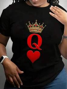 Camiseta de mujer Crown Queen Of Hearts de puro algodón, ropa cómoda para hombre, ropa de hombre, camiseta de algodón para hombre, camisetas para hombre, conjuntos de verano para hombre, ropa de verano para hombre, camisetas de banda, camisetas para hombre, conjuntos de vacaciones para mujer, conjuntos de verano modestos, tops de jersey, ropa de resort para mujer con estilo, ropa de verano para mujer, tops de algodón, tops de verano, conjuntos de verano, tops para mujer, tops blancos, top de fiesta. - Negro - Ver 6