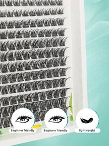 Racimos de pestañas de longitud mixta, extensiones de pestañas DIY 132 racimos de pestañas, extensiones de pestañas de volumen con pestañas individuales difuminadas para hacer en casa (8-16MIX) - C - Ver 5