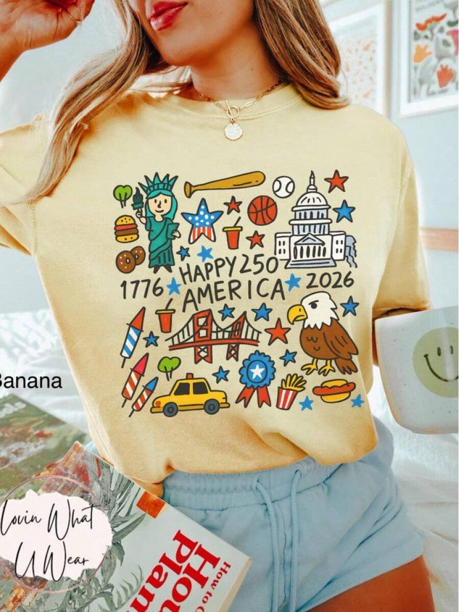 Camiseta America .º aniversario, camiseta Ha America 1776-06, camiseta del 4 de julio, camiseta del semiquincentenario, camiseta patriótica,Embalaje individual - Multicolor 1 - Ver 1