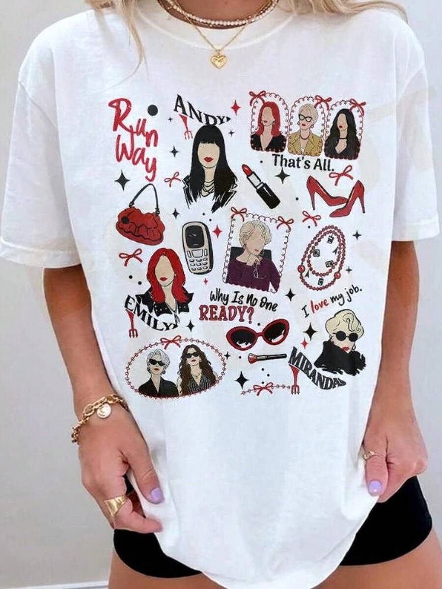 Camiseta vintage de El diablo viste de , estilo pasarela, regalo para mujer y, camiseta unisex.,Embalaje individual - Blanco - Ver 1