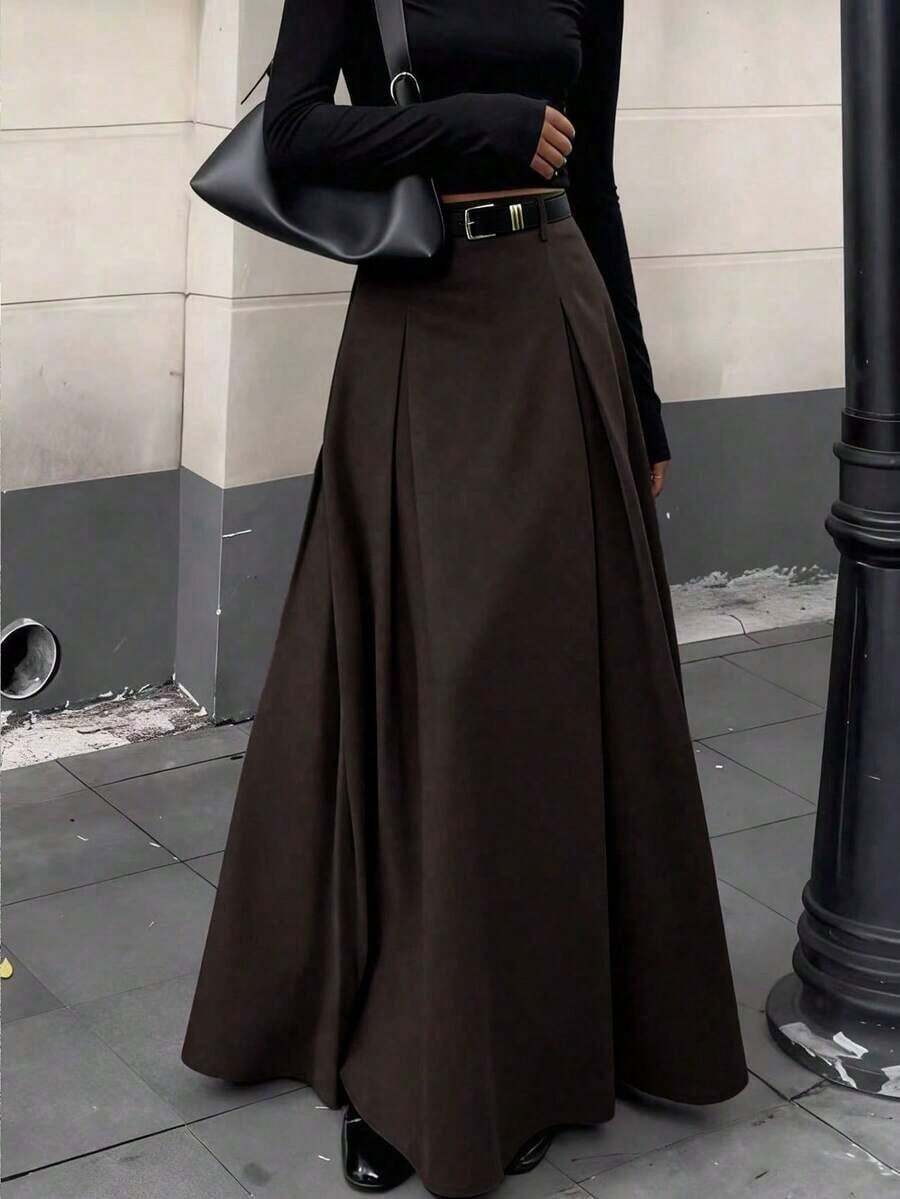 EARO Women's High Waist A-Line Skirt, Fashionable Suit Style, Flattering, Versatile, Elegant, Suitable For Office, Home, Daily Wear, Date Night, Autumn/Winter - 白色 - 查看 1
