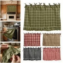 Handmade Oven Skirt, Farmhouse Style Kitchen Decor, With Satin Ribbons, Hanging Ornaments And Ruffle Trims, Rustic Oven Door Curtain Decor, Suitable For Cottage And Daily Kitchen, Room, Home Decoration - Màu Khaki - Xem 2