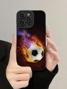 Fußball-Muster schwarze modische kreative stoßfeste Handyhülle kompatibel mit iPhone 17/17 Pro/17 Pro Max/16/11/16 Pro/16 Plus/16 Pro Max/16E/15 Pro Max/13/14/12/XS/XR/7G/8P, Galaxy S26/S26 Plus/S26 Ultra, S25/S25 Plus/S25 Ultra, A16/A36/A26/A56/A50/A12/A32/A52/A72/A51/A21S/A13/A14, S24/S24 Plus/S24 Ultra, S20/S23/S22, A53/S20 FE/S21, Schutzhülle - Verschiedenfarbig - Übersicht 3