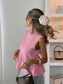 Camiseta sin mangas de punto para MUJER, estilo minimalista casual, unicolor, esencial para volver al colegio, primavera/verano - Resplandecer - Ver 6