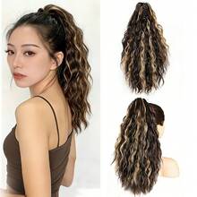Pelucas para mujer, pelucas de doble coleta, rizos romanos, rizos de lana, extensiones de cabello de seda de alta temperatura de color claro con clip de garra. - 2H60# - Ver 1