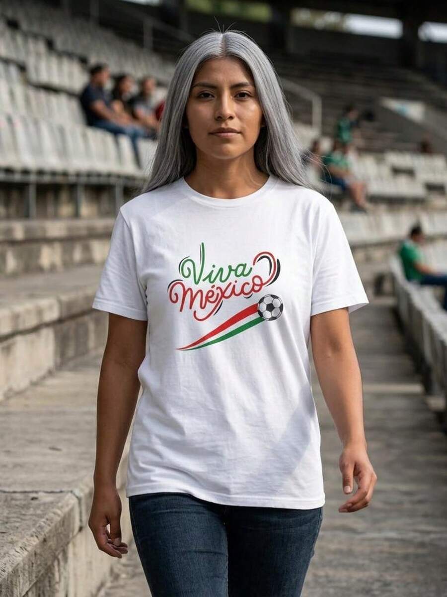 Viva México soccer script T-Shirt | Colores de la bandera mexicana - Negro - Ver 1