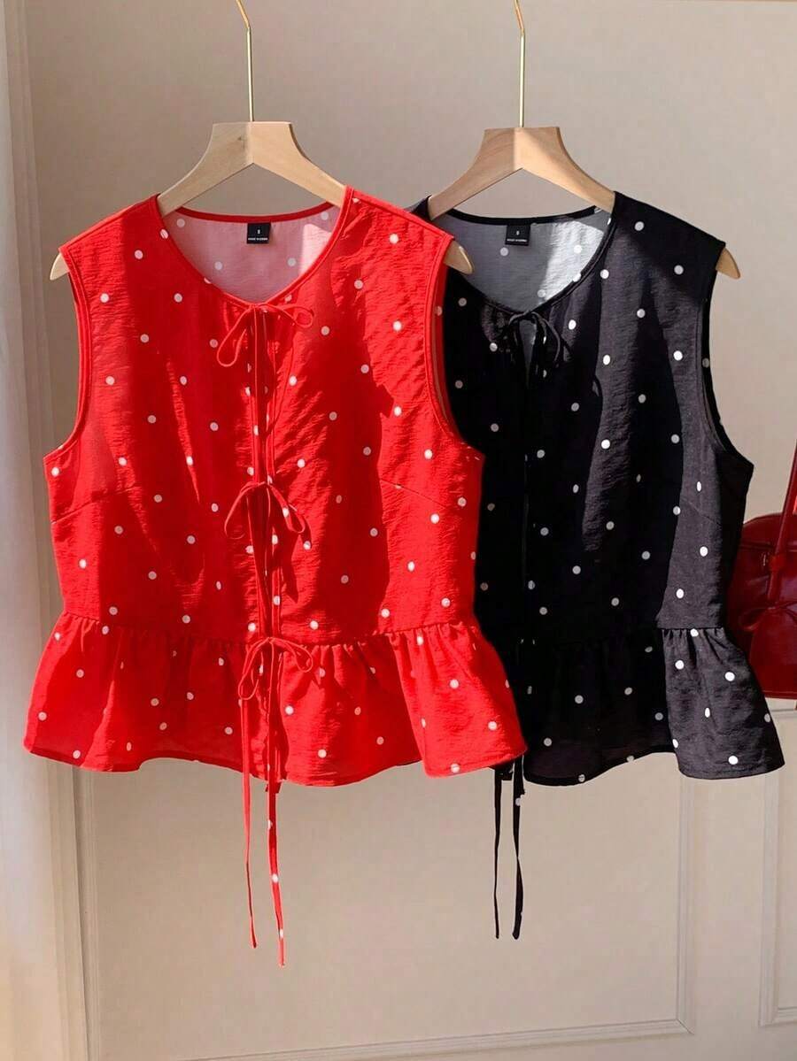 2 piezas Blusas de verano de moda 2026 para mujeres, para vacaciones, primavera, Día de San Valentín, salir, verano, primavera, Día de San Valentín, carnaval, playa, fiesta de cumpleaños, boda, salir.Top sin mangas rojo, top sin mangas rosa, - Multicolor 4 - Ver 1