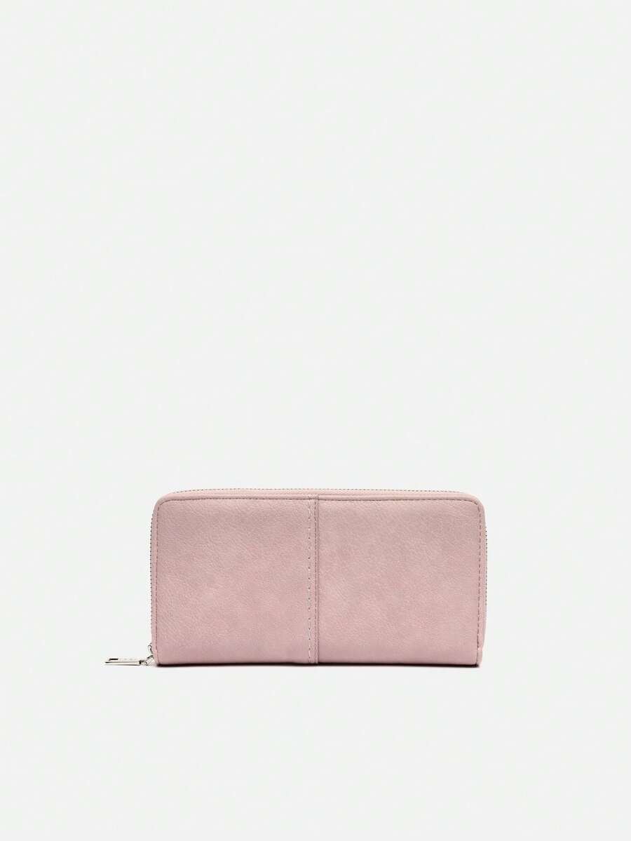 Misako Chiti monedero grande para mujer en rosa, diseño versátil y espacioso de 10x20x2 cm. Hecho de poliuretano y poliéster, perfecto para organizar tarjetas y billetes durante el día a día o viajes. Estilo urbano y acabado liso, combina fácilmente con cualquier look, ideal para mujeres que valoran comodidad y moda. - Różowy - Zobacz 1