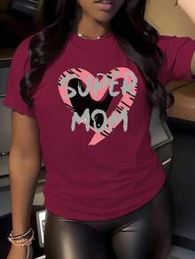 Suave, transpirable y ligera para comodidad durante todo el día. Camiseta casual con estampado "Super Mamá".| Cuello redondo suave y elástico, mangas cortas, lavable a máquina, cómodo para t - Negro - Ver 11