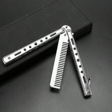 1pc Fashionable & Practical Butterfly Shaped Folding Comb, Portable Design, Durable Teeth, Long-Lasting Handle, Easy To Use, Made Of Premium Stainless Steel. Available In 4 Colors - Multicolor - View 5