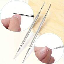 1/2pcs Stainless Steel Silver Double-Ended Toenail Cleaner, Toenail Dirt Removal Tool, Multi-Function Nail File Nail Pen, Professional Pedicure Tool Beauty Nail File - Silver - View 8