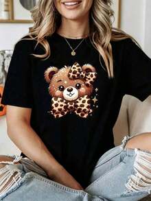1 Piece Casual Fashion Set For Men And Women. Women's Short-Sleeved Knit T-Shirt, Round Neck, Regular Length, With Butterfly Print. Versatile, Easy To Match, Suitable For Everyday Wear, Streetwear, Vacation Wear, Weekend Wear. - -2 - 查看 7
