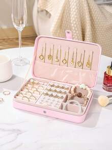Hộp đựng trang sức bằng da PU, hộp đựng trang sức du lịch di động, hộp đựng đồ trang điểm, hộp trưng bày trang sức nhiều tầng, hộp quà tặng, thiết kế nắp lật, dung tích lớn, thích hợp để đựng nhẫn, dây chuyền, bông tai, đồng hồ, son môi và các phụ kiện khác, đồ dùng phòng ngủ, đồ dùng du lịch ngoài trời, khóa cài nút, phong cách quốc tế thanh lịch, thích hợp cho du lịch và sử dụng tại nhà, món quà lý tưởng cho các cô gái, vật trang trí cho phòng thay đồ và phòng ngủ. - Hộp đựng trang sức dung tích lớn - Xem 14