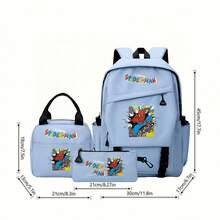 Miniso Marvel The Amazing Spider-Man 3 PiecesLight Blue Backpack Set Laptop Bag With Insulated Bag & Pencil Case Suitable For Office, Study And Travel - Baby Blue - View 5