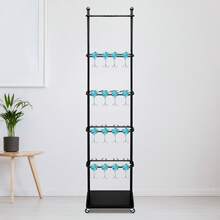 SanBouSi Champagne Holder, Wine Glass Stemware Rack, Champagne Flute Holder With Wheels - Black - View 6