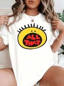 playeras de mujer algodon Camiseta de algodón 100% de corte relajado para mujer, color amarillo brillante, con un gráfico de cara feliz y palabras rojas llamativas que representan confianza, positividad y un estado de ánimo divertido. Idea de regalo. >ropa - Blanco - Ver 6