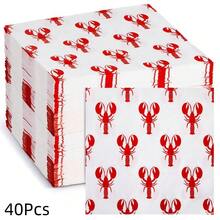 20/40 PCS Lobster Pattern Disposable Paper Napkins With Crab Design, Perfect For Summer Gatherings, Picnics, Barbecues, Weddings, Birthdays And Other Celebration Events. - View 8
