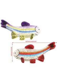 1Pc Bohemian Style Ocean Fish-Shaped Hair Clip, Vacation Style Colorful Acrylic Hair Claw, Beach Seaside Sweet Decorative Hair Accessory - Multicolor - View 11
