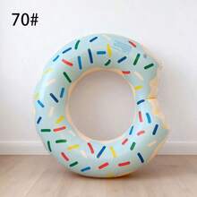 Light Blue Donut Print Inflatable Swimming Ring, Cute Colorful Sprinkle Pool Float, Essential For Summer - Blue - View 8